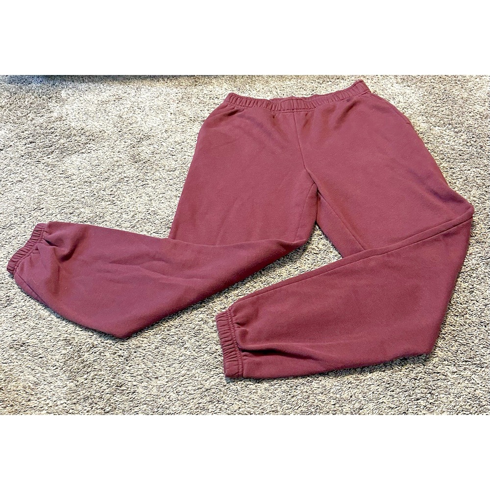 No Boundaries Women's Sweats Burgundy Solid Elastic Waist S (4-6) Regular Size